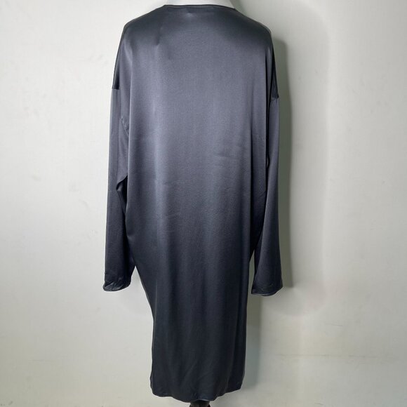 NWT Vince Women's Charcoal Gray 100% Silk V-Neck Long Sleeve Dress Size Medium - Picture 3 of 9